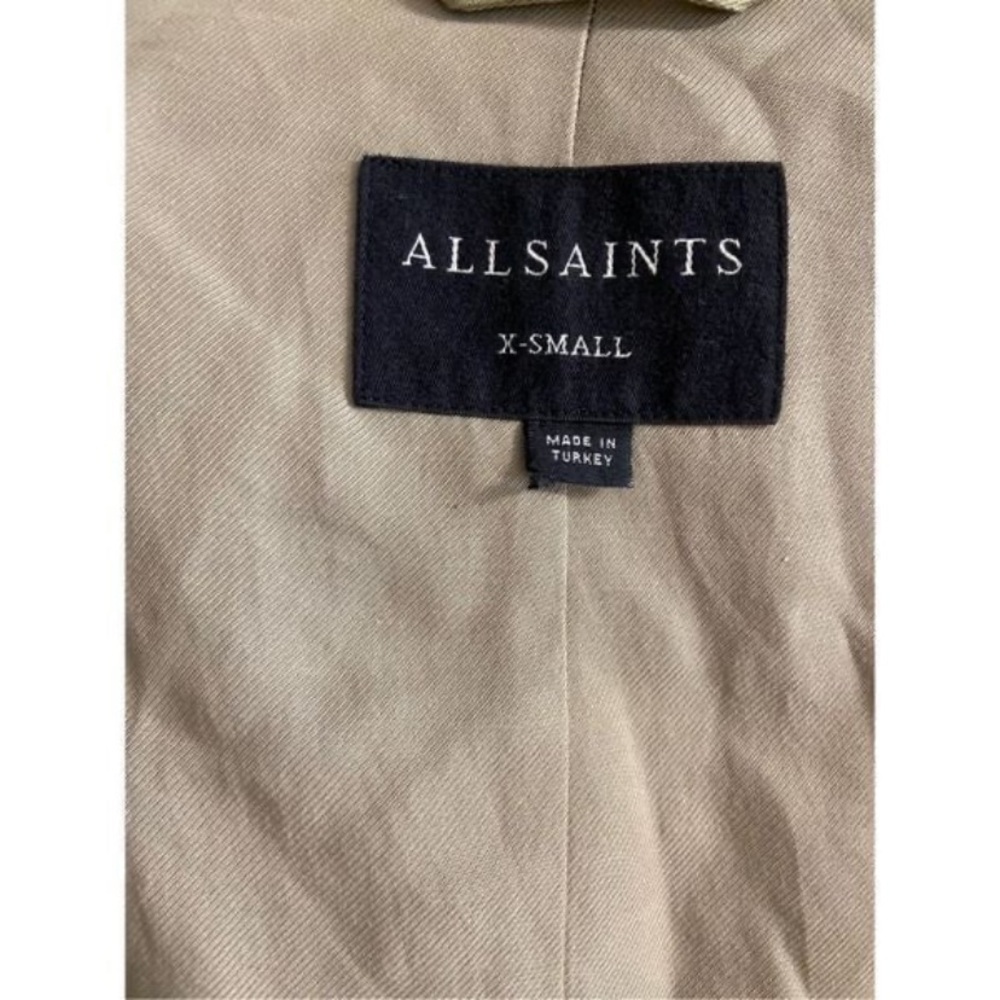 All Saints Beige trench coat long line hooded XSmall - Picture 11 of 12